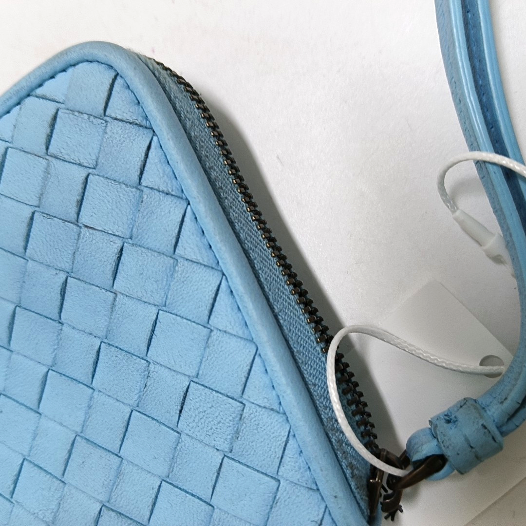 BOTTEGA VENETA Blue Cowhide Braided Wallet Ruthenium color hardware-(SKU)-942172044