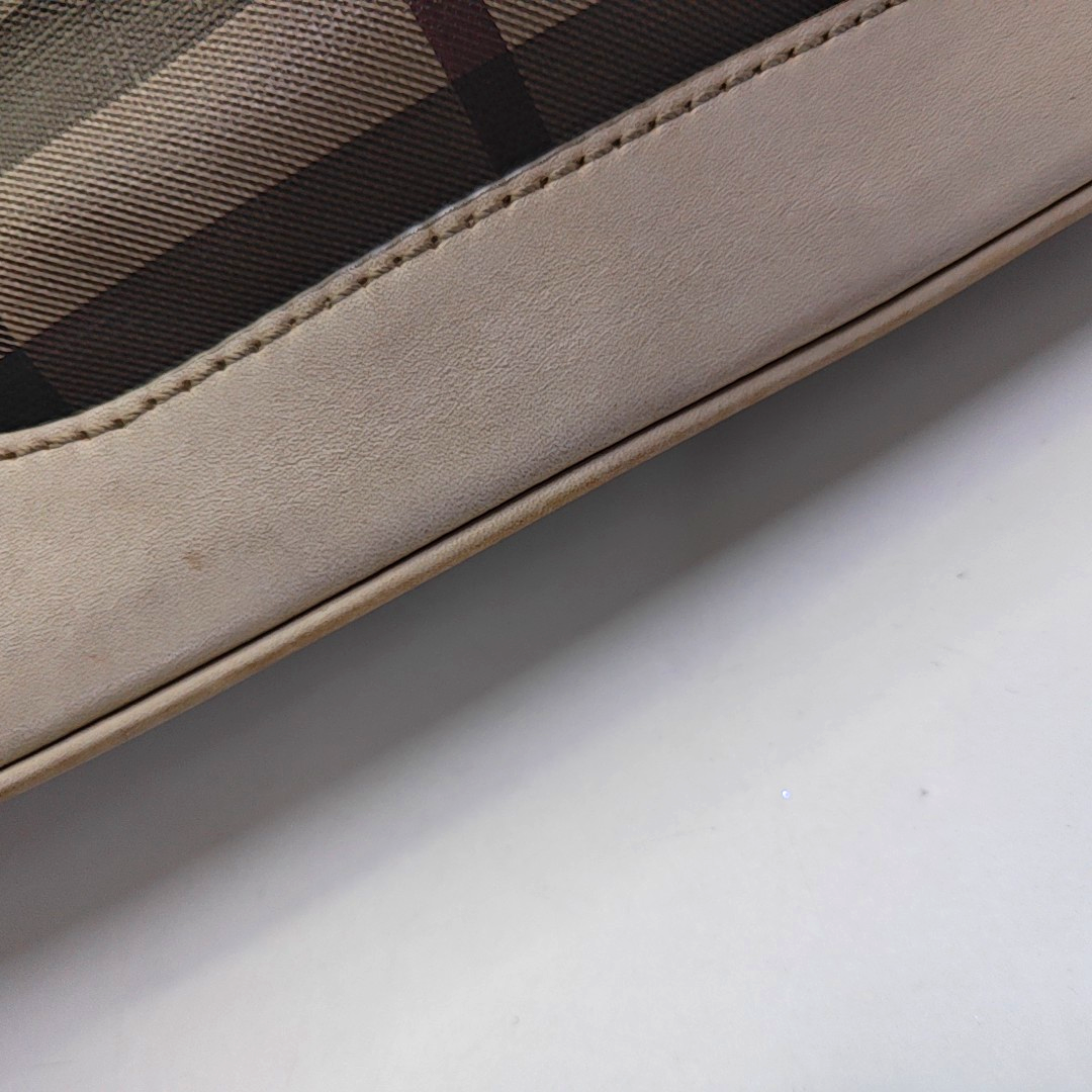 BURBERRY Gray coated canvas crossbody single shoulder bag Black hardware-(SKU)-946494717