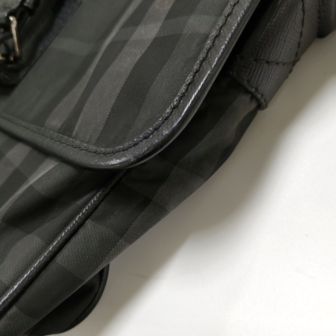 BURBERRY Grey Nylon Single Shoulder Bag Crossbody Silver Hardware-(SKU)-954024559