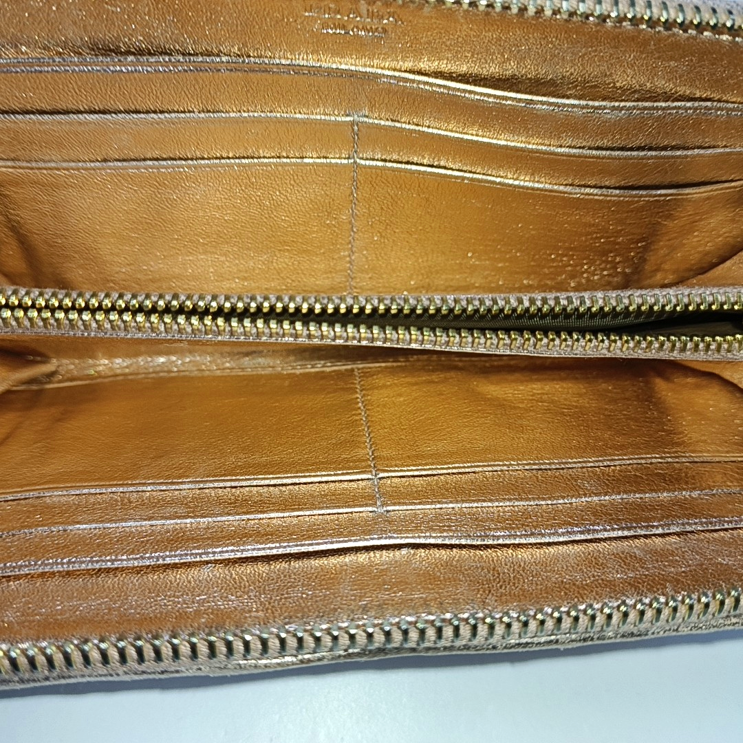 PRADA Rose Gold Sheepskin Quilted Wallet Golden hardware-(SKU)-959285692