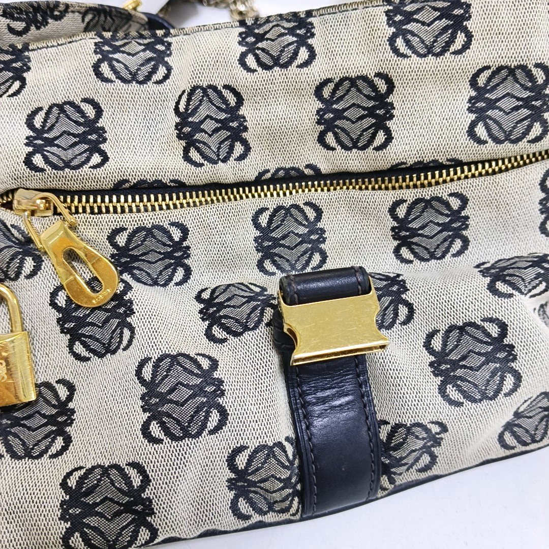 LOEWE Tote bag Grey Canvas Monogram Single Shoulder Bag Golden hardware-(SKU)-954726102