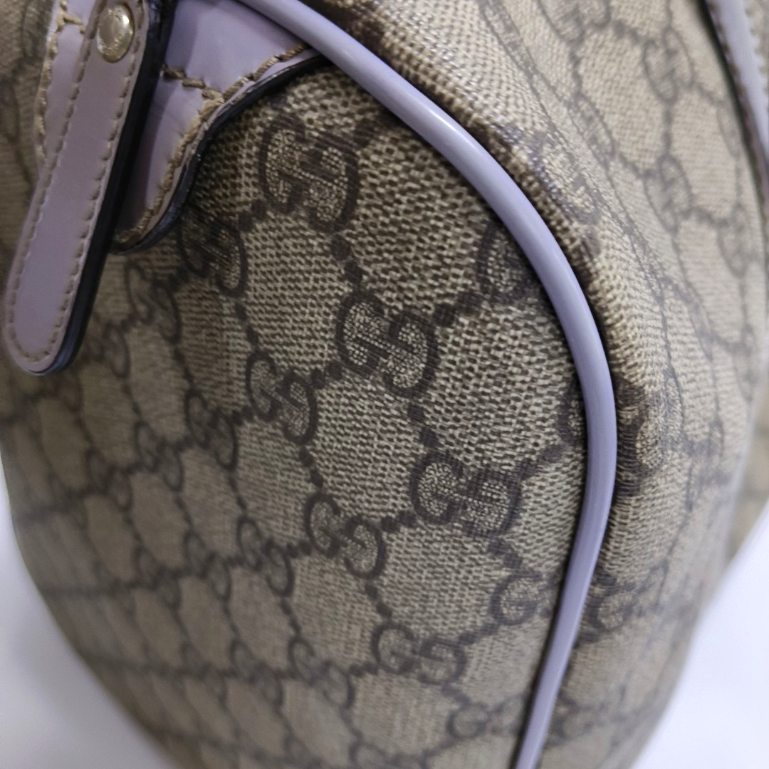 GUCCI BostonBrown Coated Canvas Embossed Handbag-(SKU)-946323823