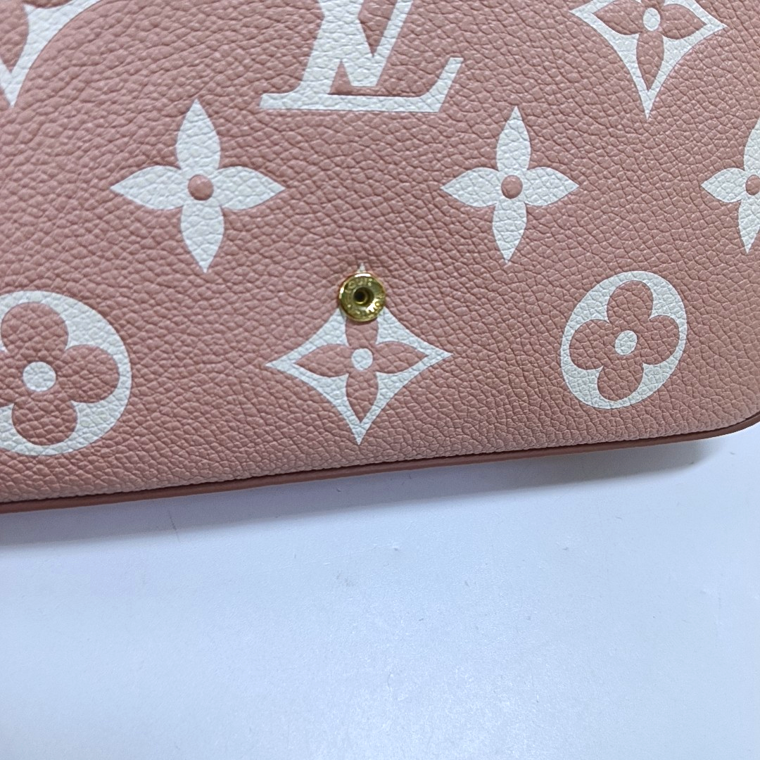 LOUIS VUITTON FÉLICIE Pink Leather Monogram Embossed Three-In-One Shoulder Bag, Crossbody Bag, Handbag, Gold Hardware, Detachable Shoulder Strap, Accessories Included-(SKU)-960658882