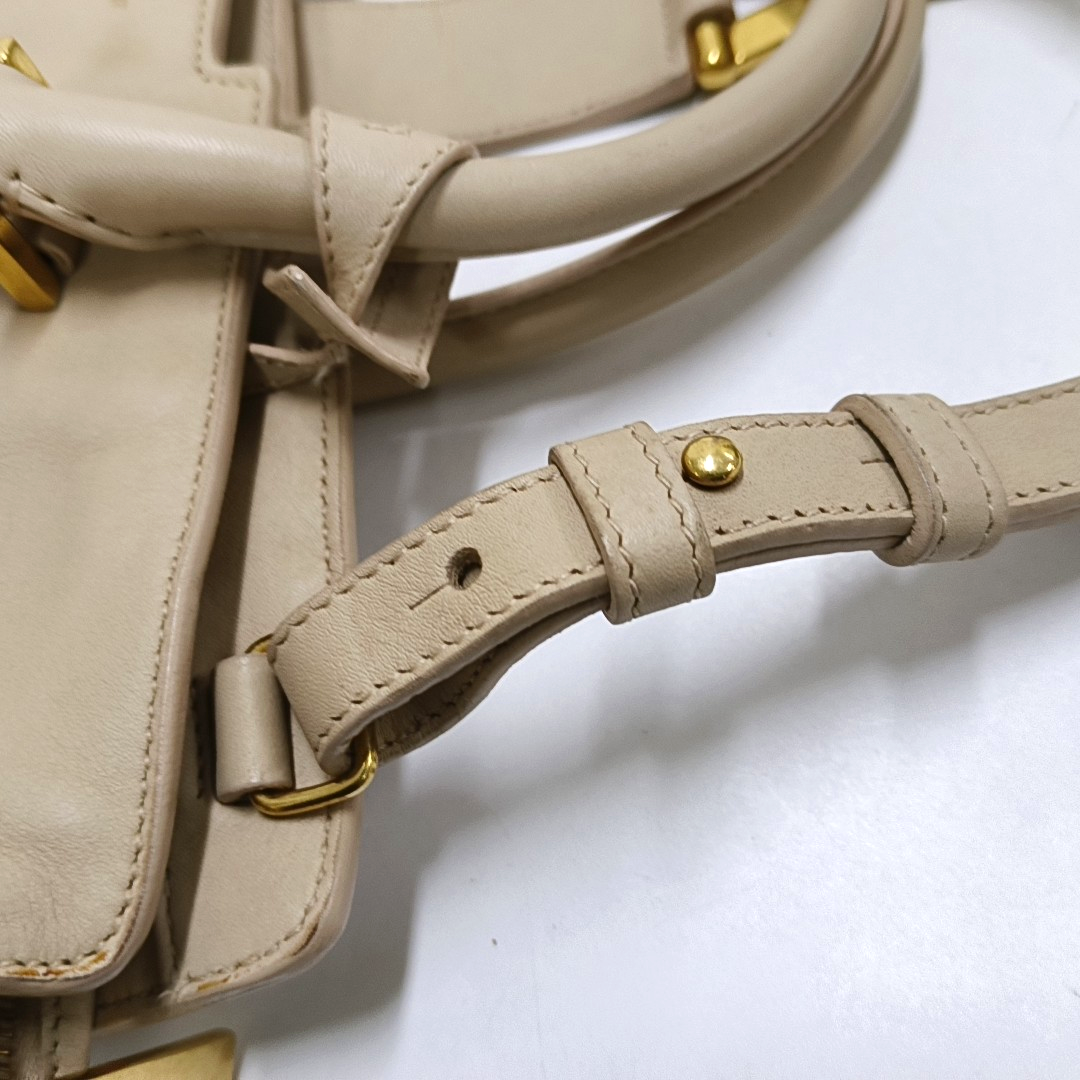 YSL CHYC Y LIGNE Small size Beige Cowhide Crossbody Bag Single Shoulder Bag Handbag Golden hardware Removable shoulder strap-(SKU)-958923835