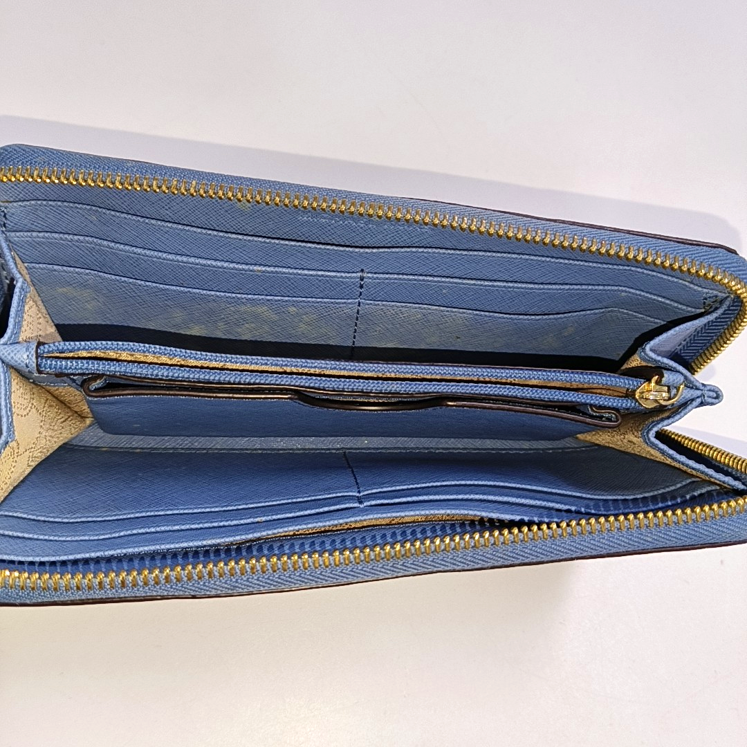 MICHAEL KORS Jet Set TravelDark blue leather textured wallet-(SKU)-940976850