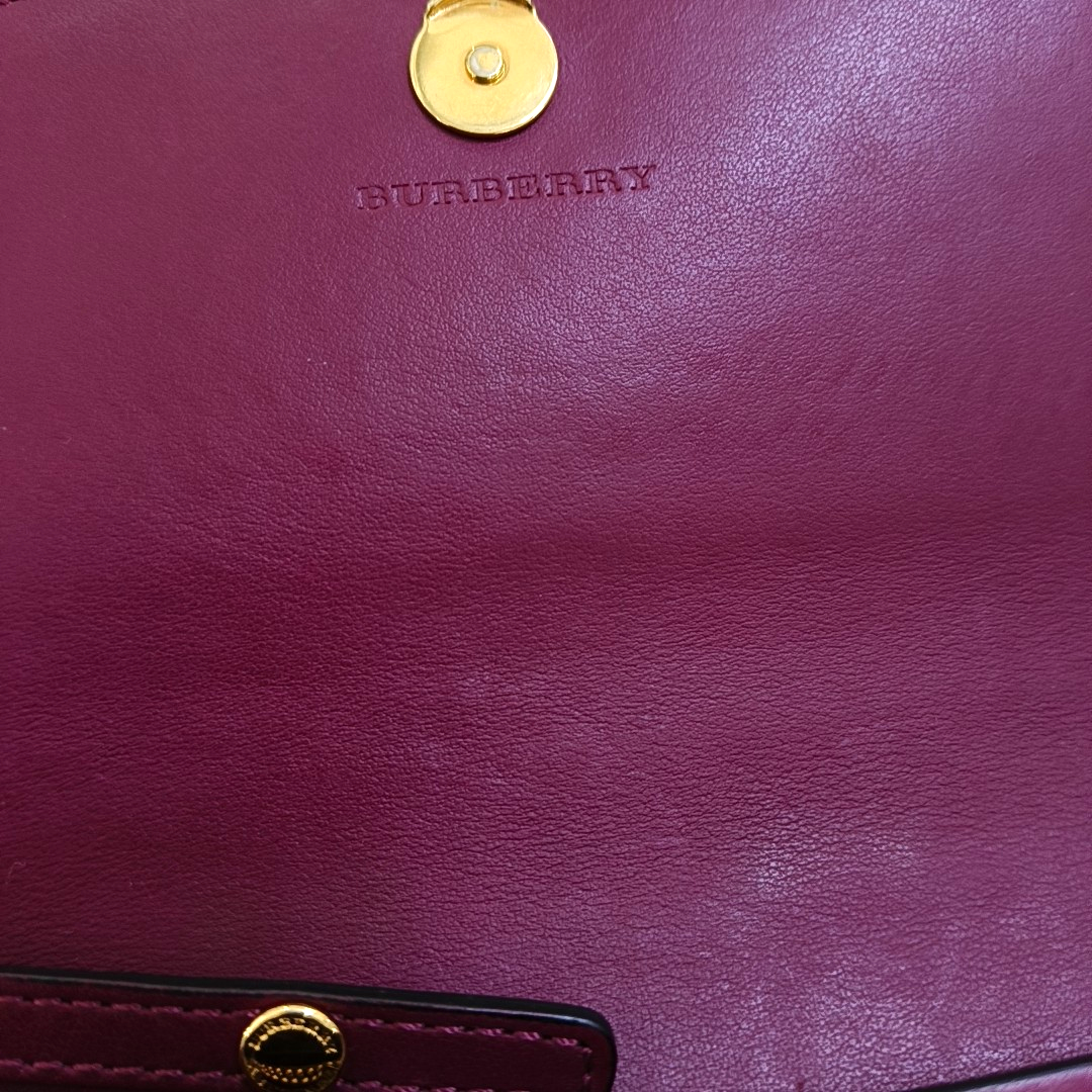 BURBERRY Henley Burgundy Cowhide Embossed Crossbody Shoulder Bag Golden hardware Removable shoulder strap-(SKU)-952775752