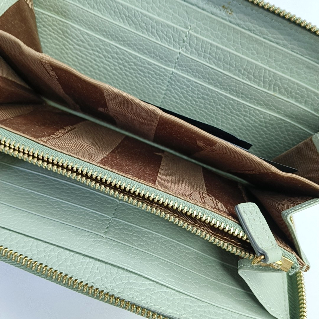 EMPORIO ARMANI Light Green Leather Wallet Golden hardware-(SKU)-950857447