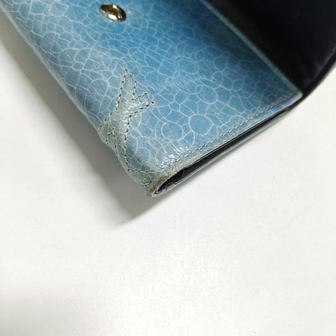 DIOR Diorama Blue Cowhide Herringbone Quilted Shield Bag Wallet Silver Hardware-(SKU)-958202487