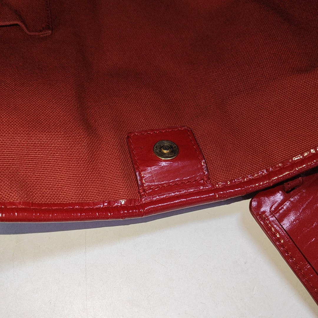 YSL Tote bag Red Patent Leather Embossed Handbag Golden hardware-(SKU)-937757054
