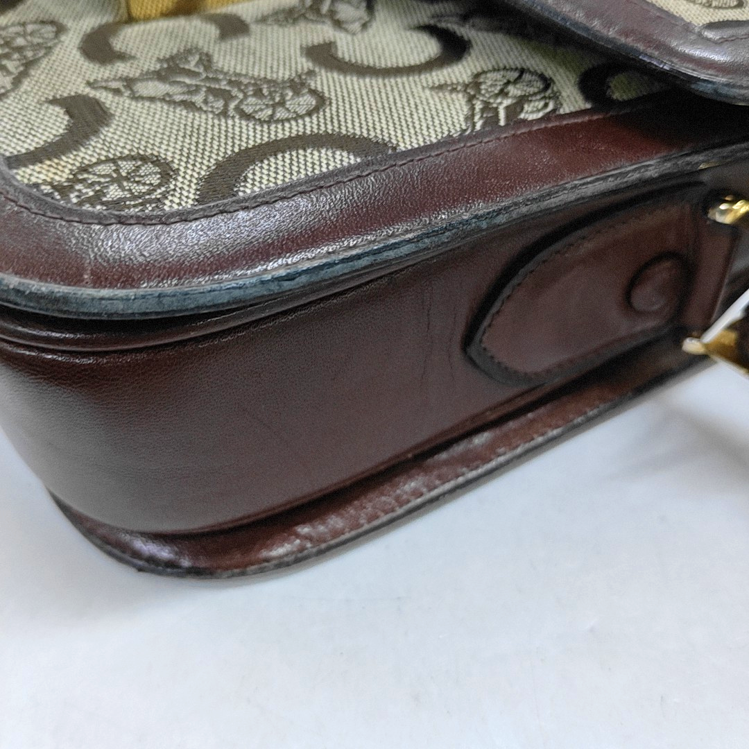 CELINE Khaki Canvas Floral Tofu Bag Single Shoulder Bag Tote Bag Golden hardware-(SKU)-950215776