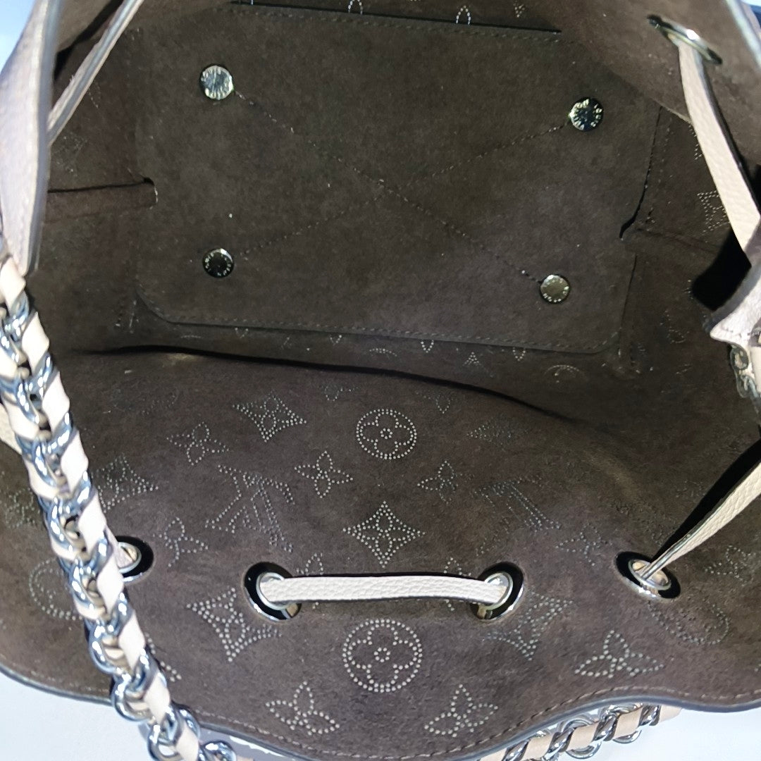 LOUIS VUITTON BELLA pink leather Monogram woven shoulder bag with 2 detachable straps, silver hardware-(SKU)-968037348