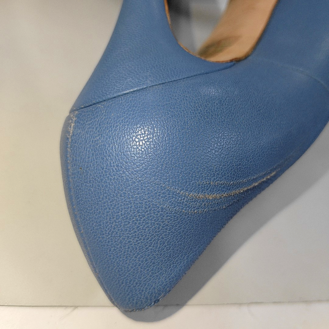 Alexander McQUEEN 36code Summer Blue Leather Women's Heels-(SKU)-13846184