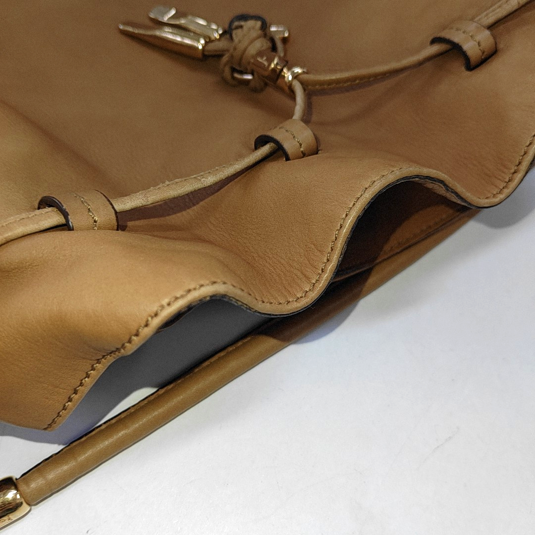 FERRAGAMO Brown Leather Single Shoulder Bag Crossbody Bag Golden hardware-(SKU)-941056767