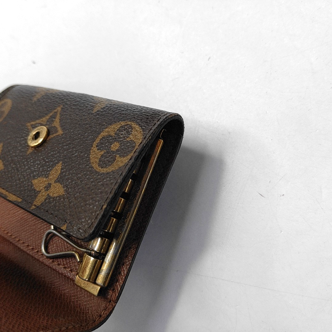 LOUIS VUITTON PORTE MONNAIE Brown Coated Canvas Monogram Key Bag Golden hardware-(SKU)-943902302