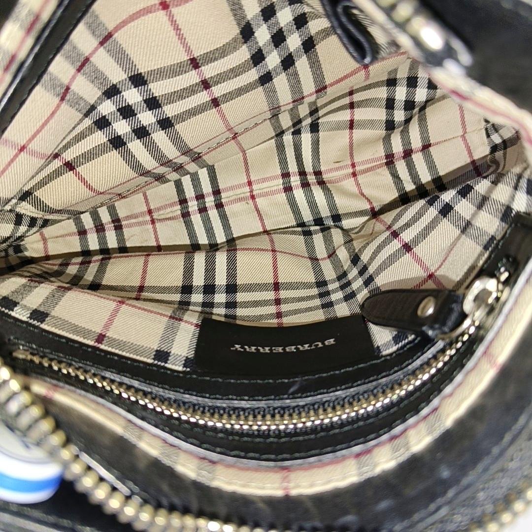 BURBERRY Black Leather Crossbody Bag Single Shoulder Bag Silver Hardware-(SKU)-959425193
