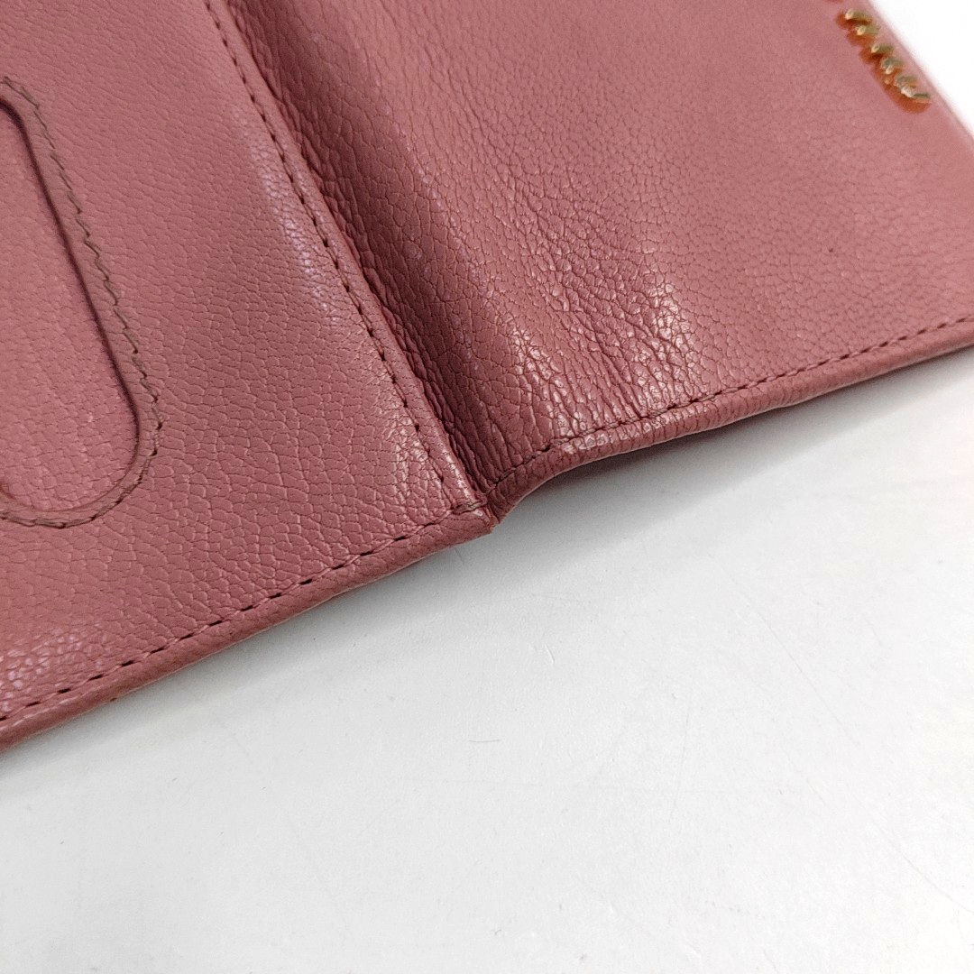 Miu Miu Nude Pink Leather Card Case Golden hardware-(SKU)-952226912