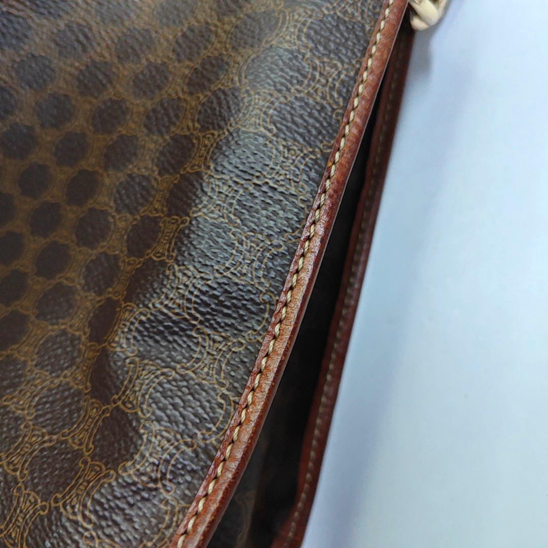 CELINE Brown Coated Canvas Triumph Clutch Golden hardware-(SKU)-946249949