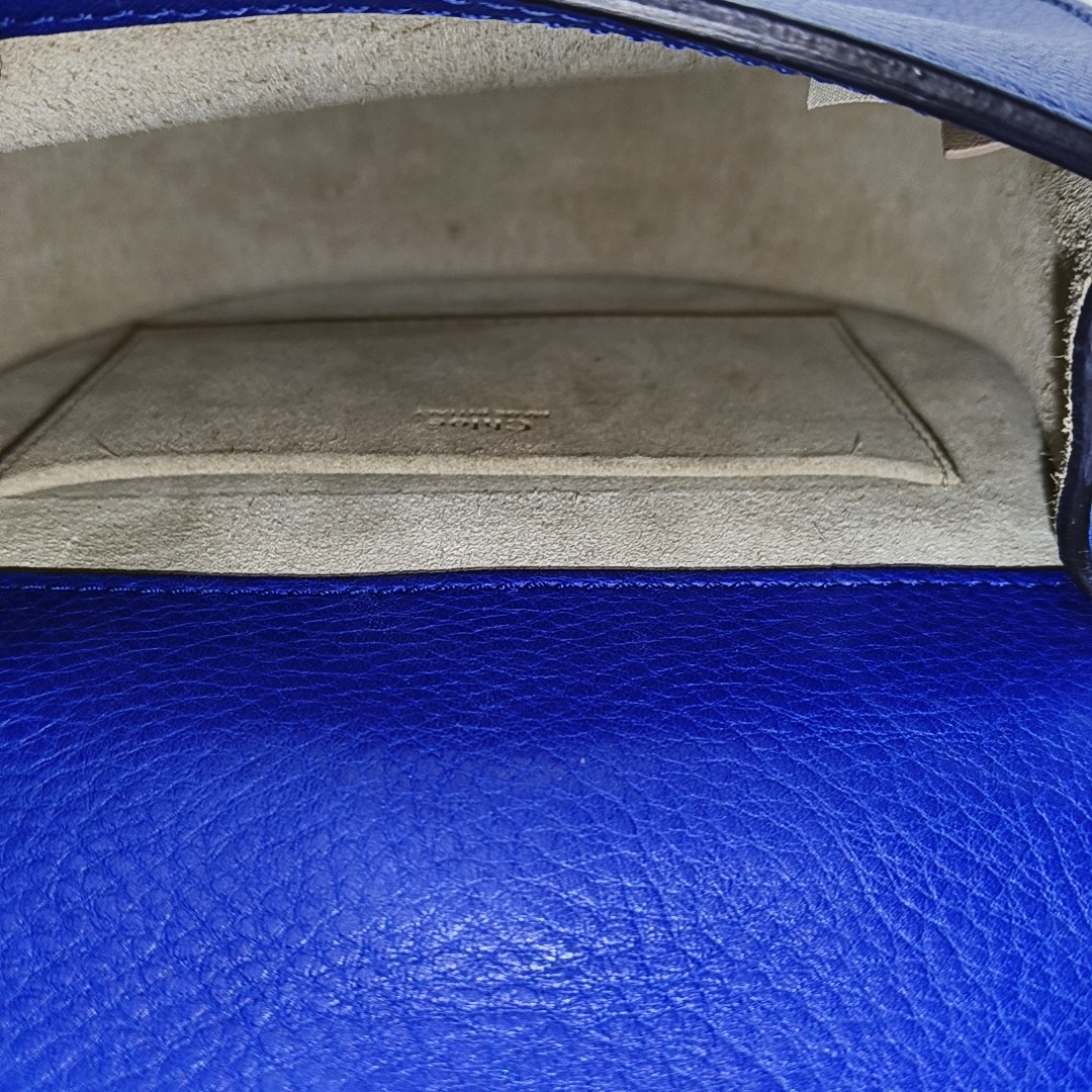 Chloé Nile Blue Cowhide Single Shoulder Bag Sling Bag Tote Golden hardware Removable shoulder strap-(SKU)-942720011
