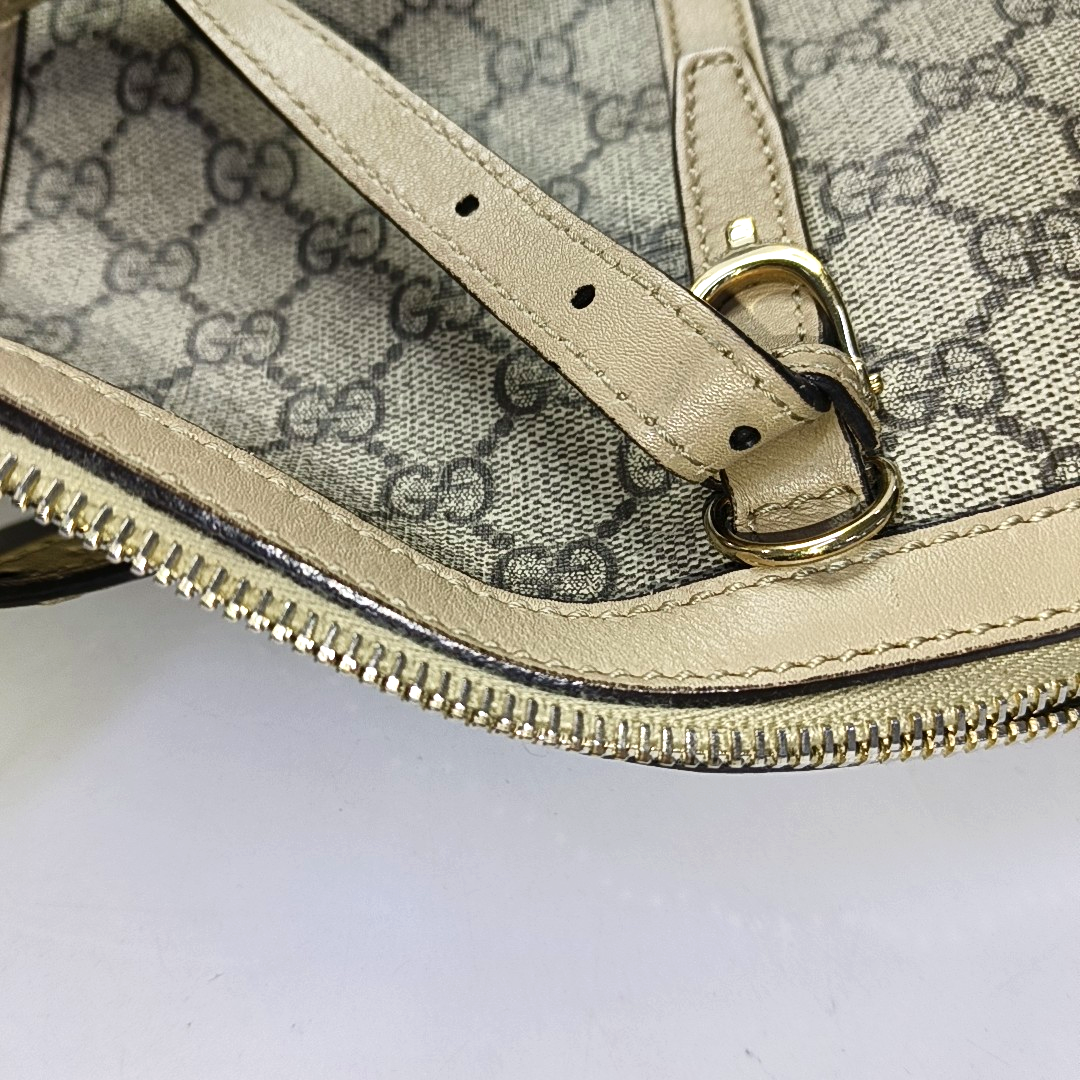 GUCCI Small size Khaki Coated Canvas Monogrammed Single Shoulder Bag Tote Golden hardware Removable shoulder strap-(SKU)-942536212