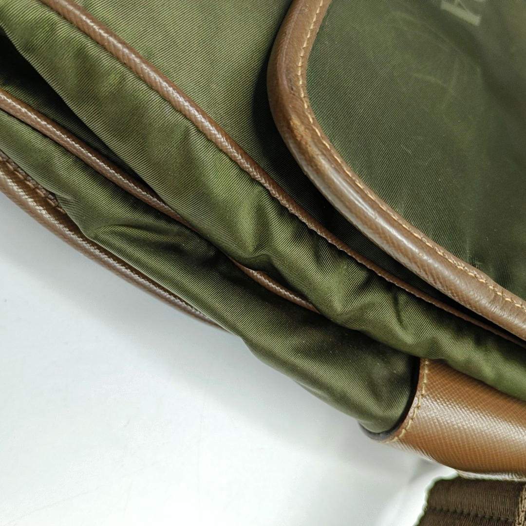 PRADA Green Nylon Crossbody Bag Single Shoulder Bag Silver Hardware-(SKU)-953032418