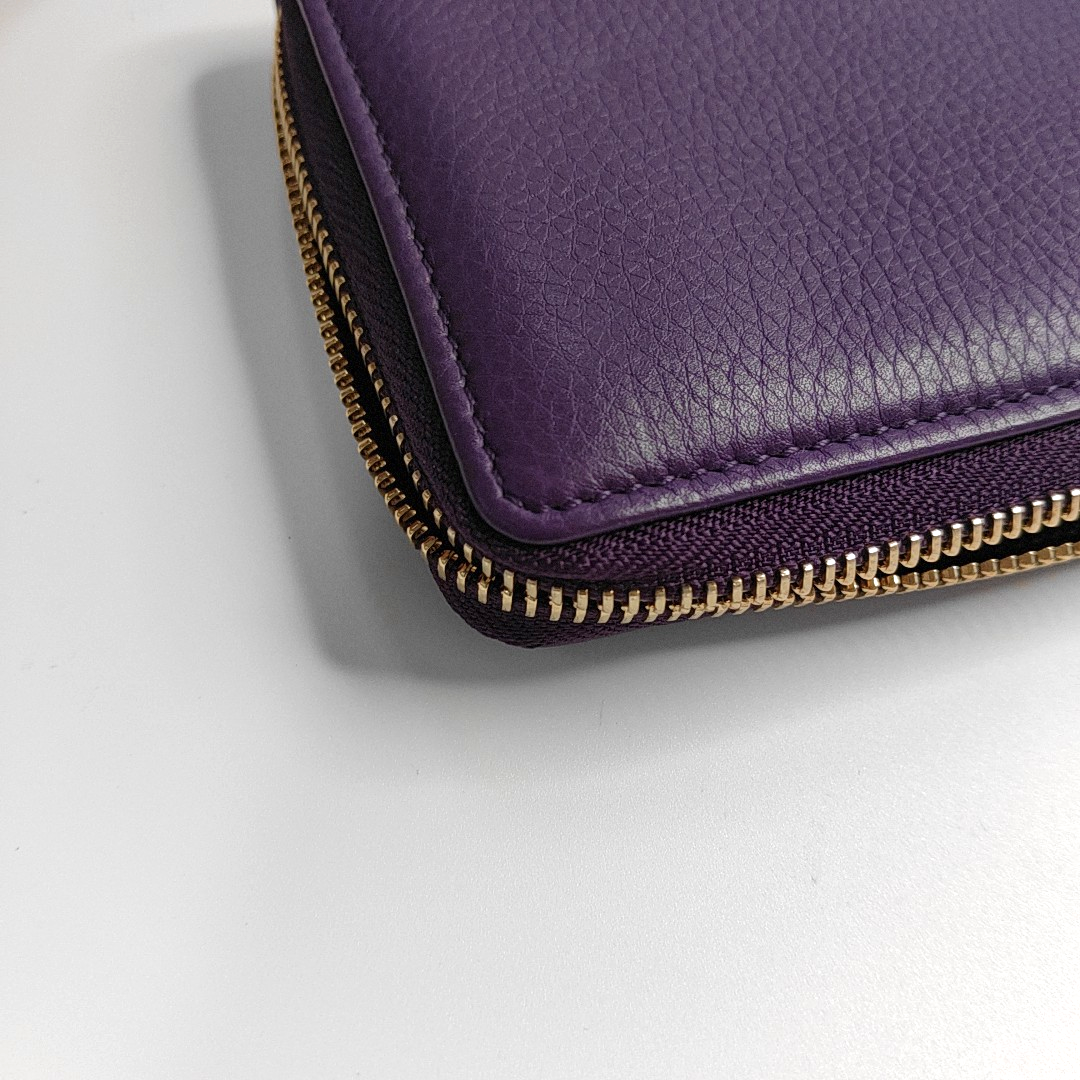 GUCCI Soho Purple Lamb Skin Fringe Wallet Golden hardware-(SKU)-960627155