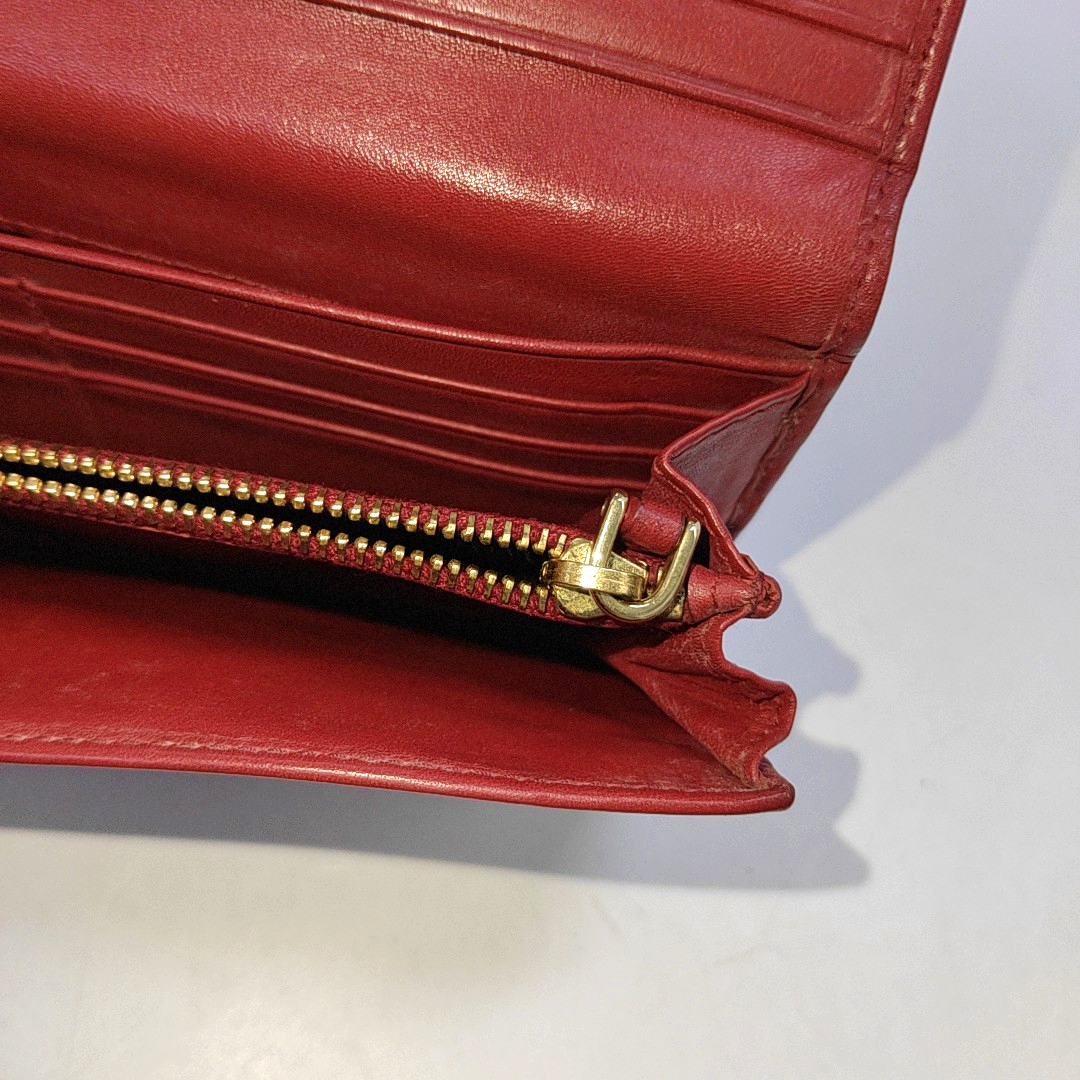 PRADA Red Cowhide Logo Wallet Golden hardware-(SKU)-942850390