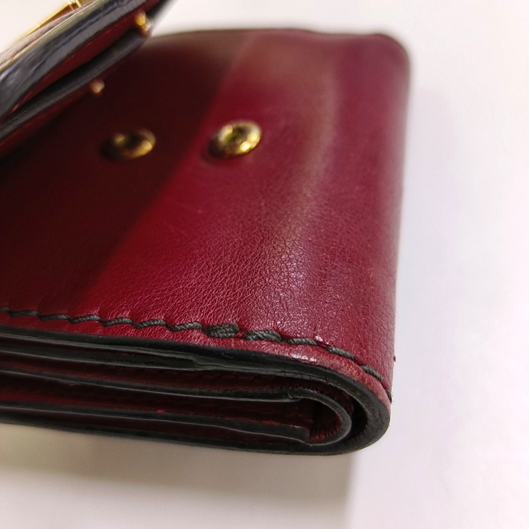 DIOR Burgundy Calfskin Leather Wallet Golden hardware-(SKU)-956370493