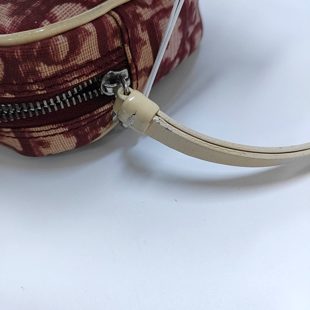 DIOR Camera Bag Burgundy Coated Canvas Monogrammed Handbag Handbag Golden Silver Hardware-(SKU)-959105471