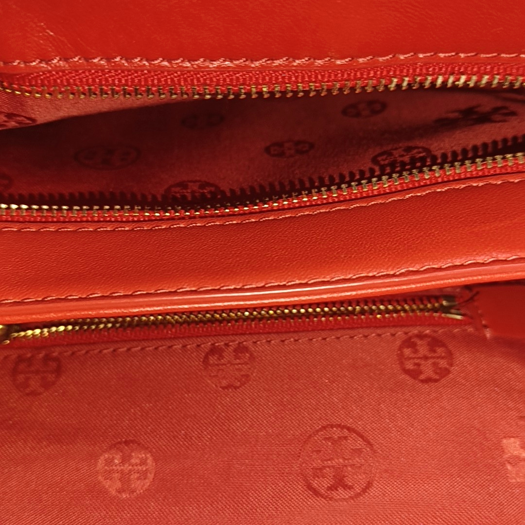 TORY BURCH Fleming Small size Red Cowhide Quilted Shoulder Bag Crossbody Golden hardware Removable shoulder strap-(SKU)-14425470
