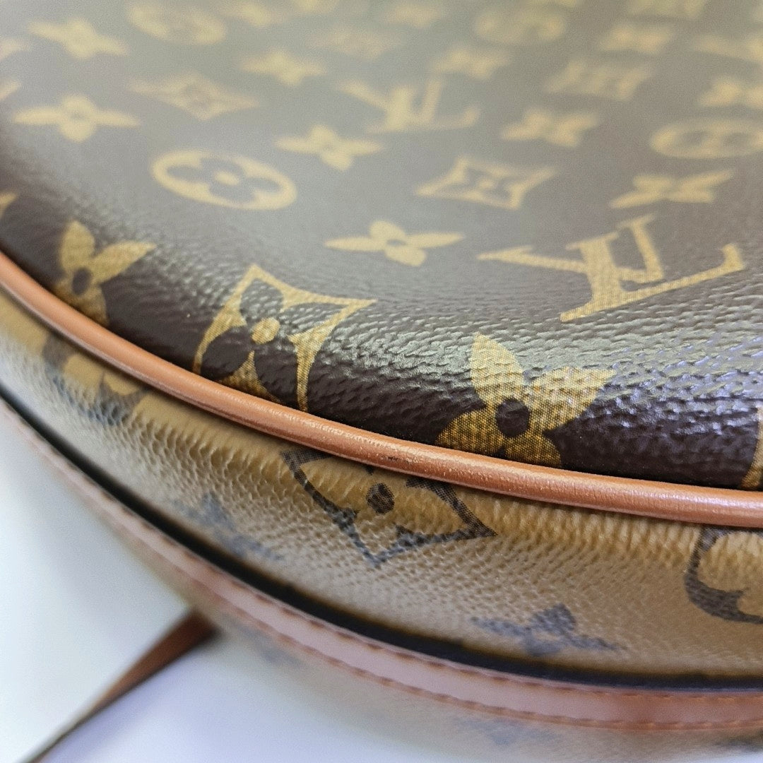 LOUIS VUITTON LOOP HOBO Brown Coated Canvas Monogram Crossbody Bag Tote Bag Shoulder Bag with Gold Hardware, Detachable Shoulder Straps, and 2 Pockets-(SKU)-968690429