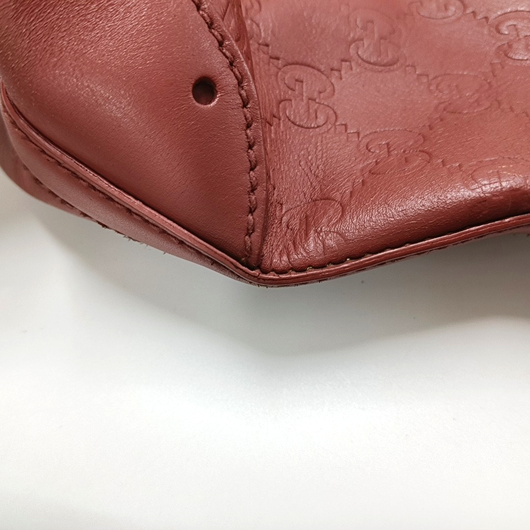 GUCCI Ligne Shima Beige Calf Leather Monogrammed Ripple Texture Single Shoulder Bag Handbag Golden hardware-(SKU)-955507212