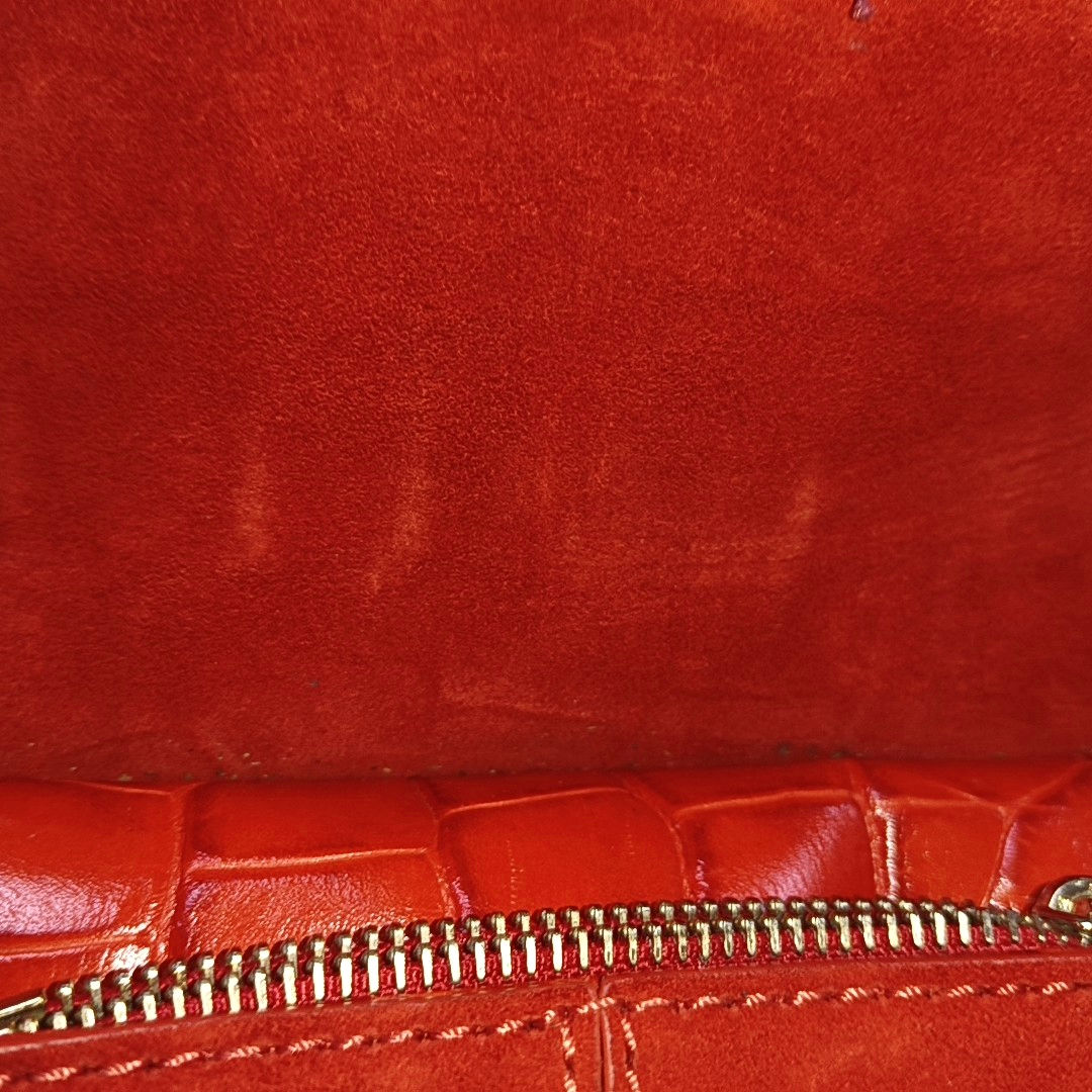 Alexander Wang Marion Orange-red suede rivet crocodile-pattern shoulder bag/crossbody bag Golden hardware Removable shoulder strap-(SKU)-928445182