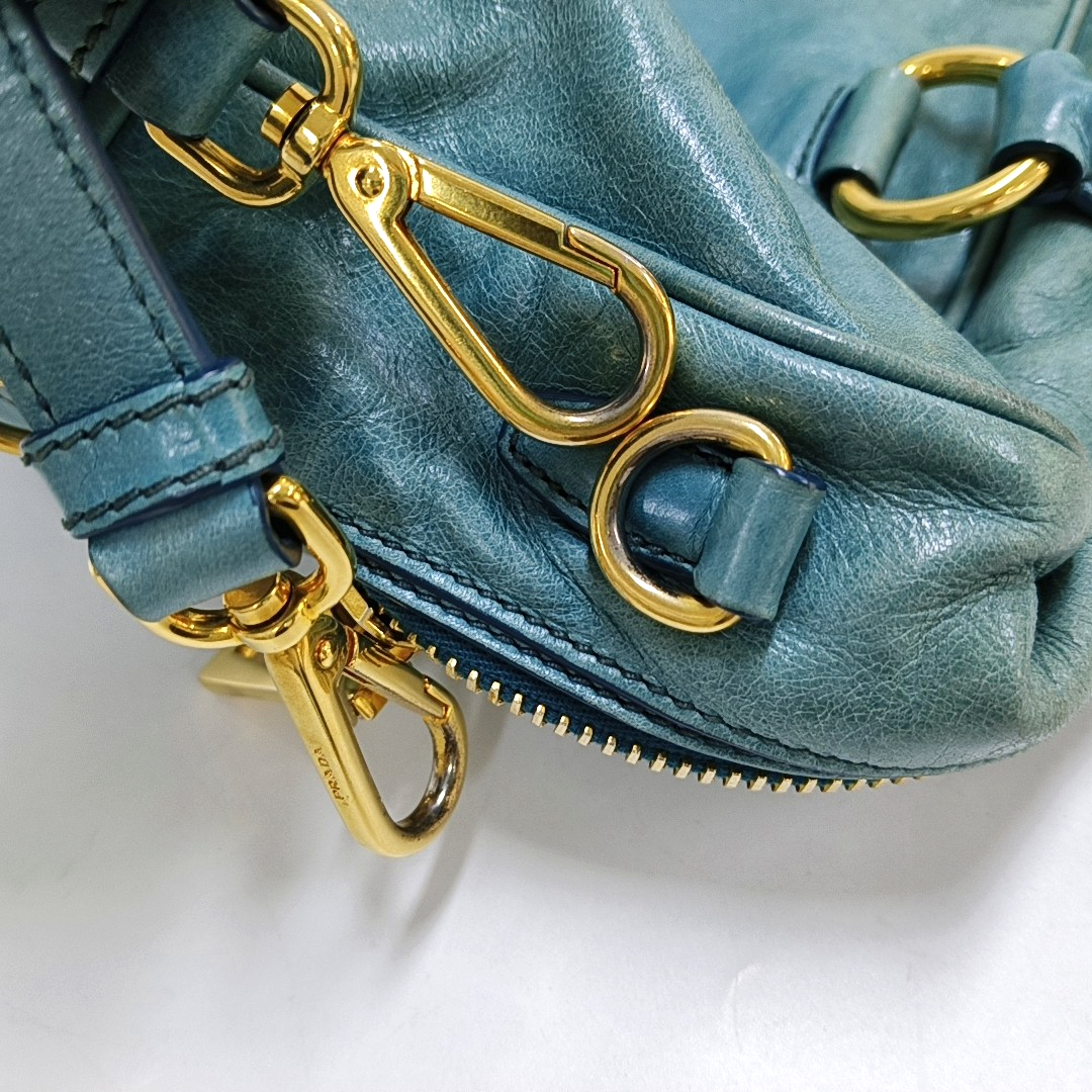 PRADA Tote bag Light Blue Cowhide Crossbody Tote Shoulder Bag Golden hardware Removable shoulder strap-(SKU)-959563238