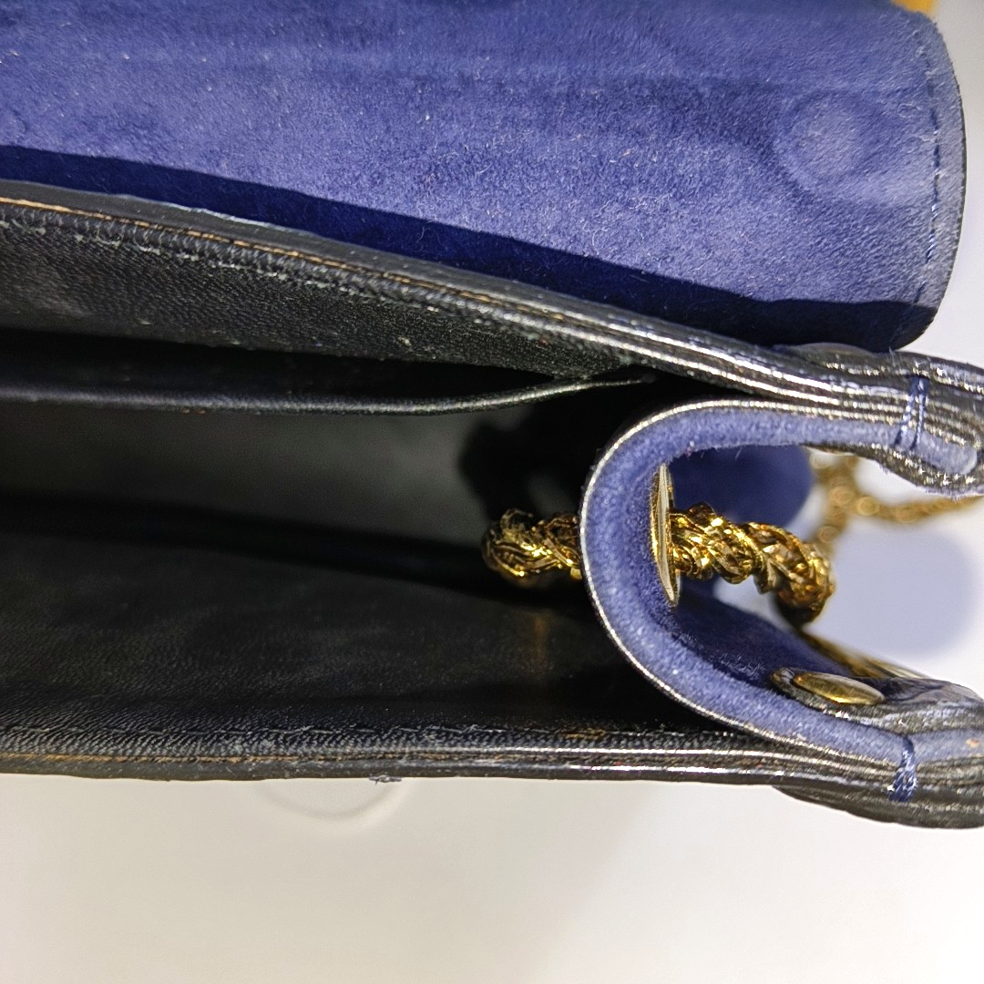 Chloé Sally Small size Dark Blue Snake Skin Crossbody Bag Golden hardware-(SKU)-935267060