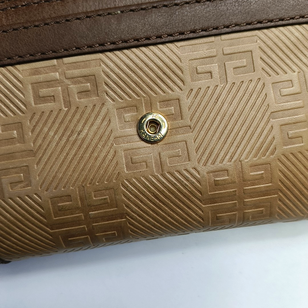 GIVENCHY Brown Leather Embossed Wallet Golden hardware-(SKU)-949930539