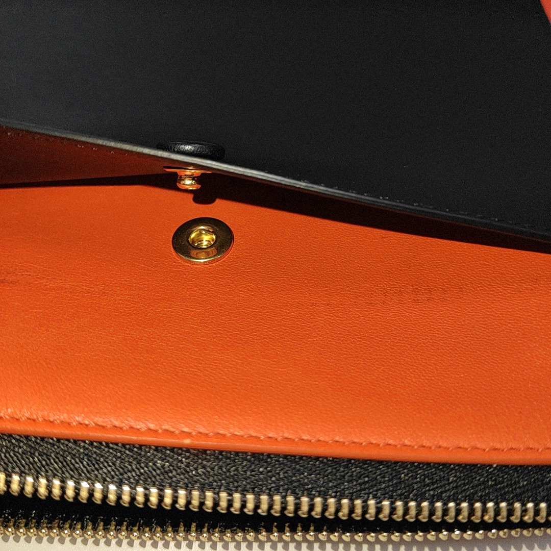CELINE SOLO Orange Calfskin Handbag Golden hardware-(SKU)-14437667