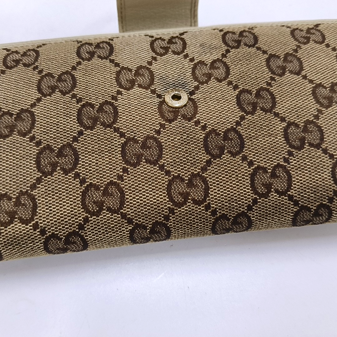GUCCI Khaki Canvas Monogrammed Wallet Golden hardware-(SKU)-956740009