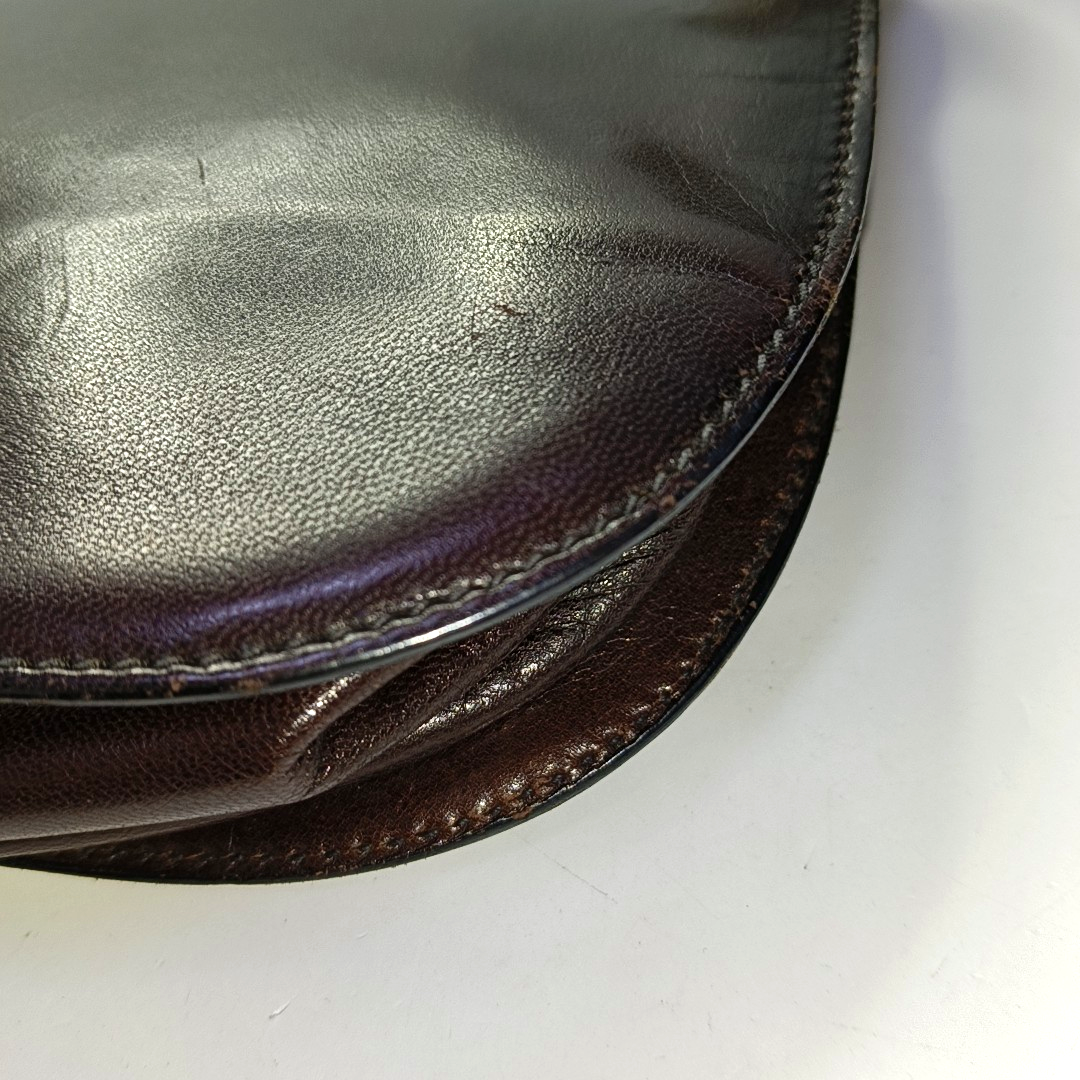 PRADA Dark Brown Leather Handbag Brown Hardware-(SKU)-954064287