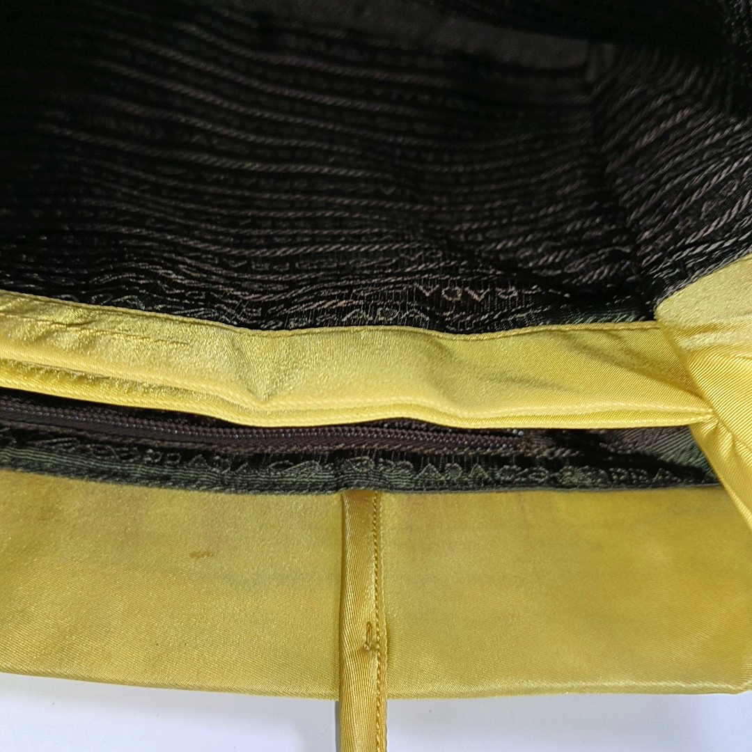 PRADA Tote bag Yellow Nylon Logo Handbag Single Shoulder Bag Silver Yellow Hardware-(SKU)-14295634