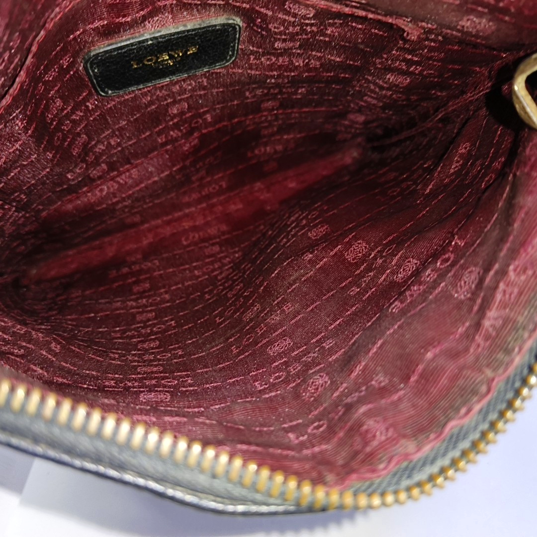 LOEWE Black Leather Crossbody Bag Single Shoulder Bag Golden hardware-(SKU)-950255613