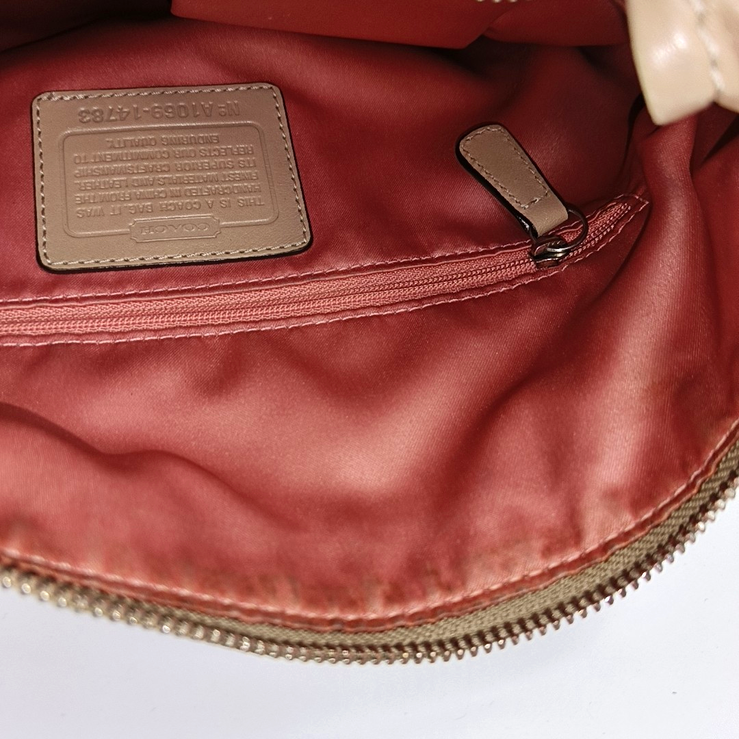 COACH Khaki Leather Single Shoulder Bag Tote Bag Crossbody Bag Silver Hardware Removable shoulder strap-(SKU)-929318439