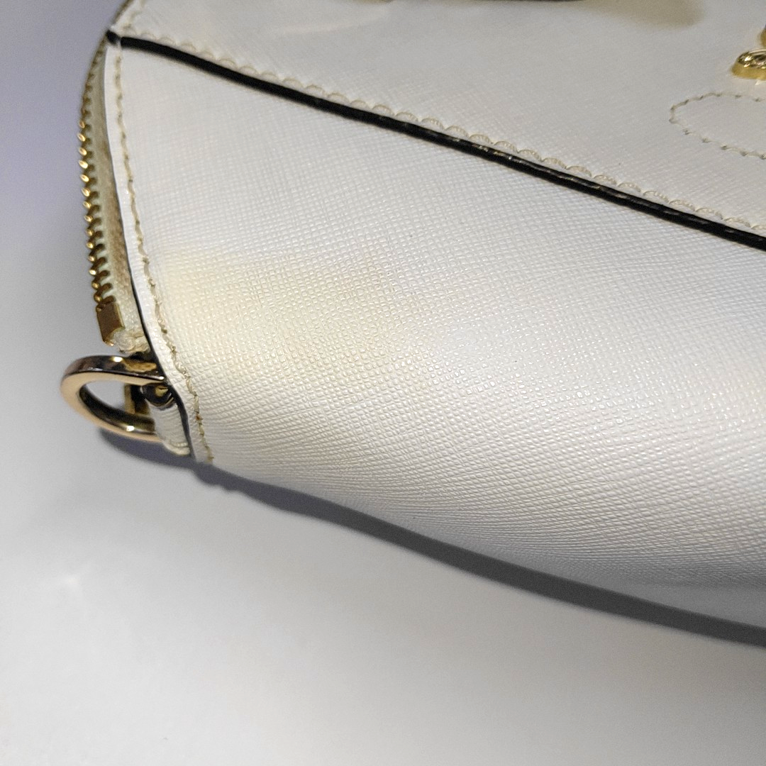 MICHAEL KORS Tote bag White Leather Patchwork Inset Crossbody Single Shoulder Bag Handbag Golden hardware Removable shoulder strap-(SKU)-932783856