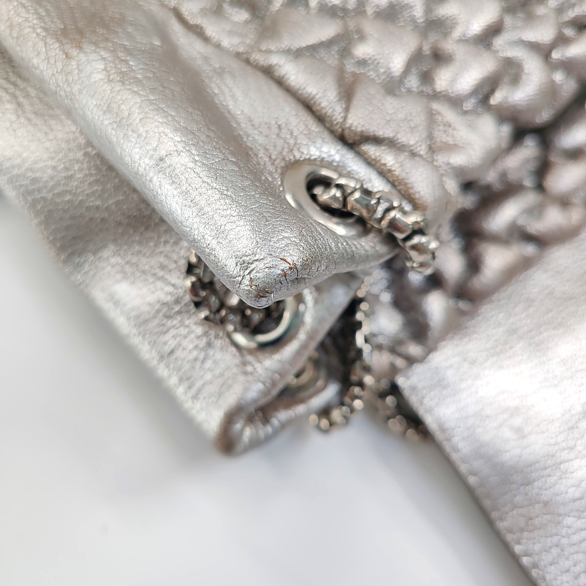 Alexander McQUEEN Silver Leather Quilted Single Shoulder Bag Tote Bag Silver Hardware-(SKU)-14444557
