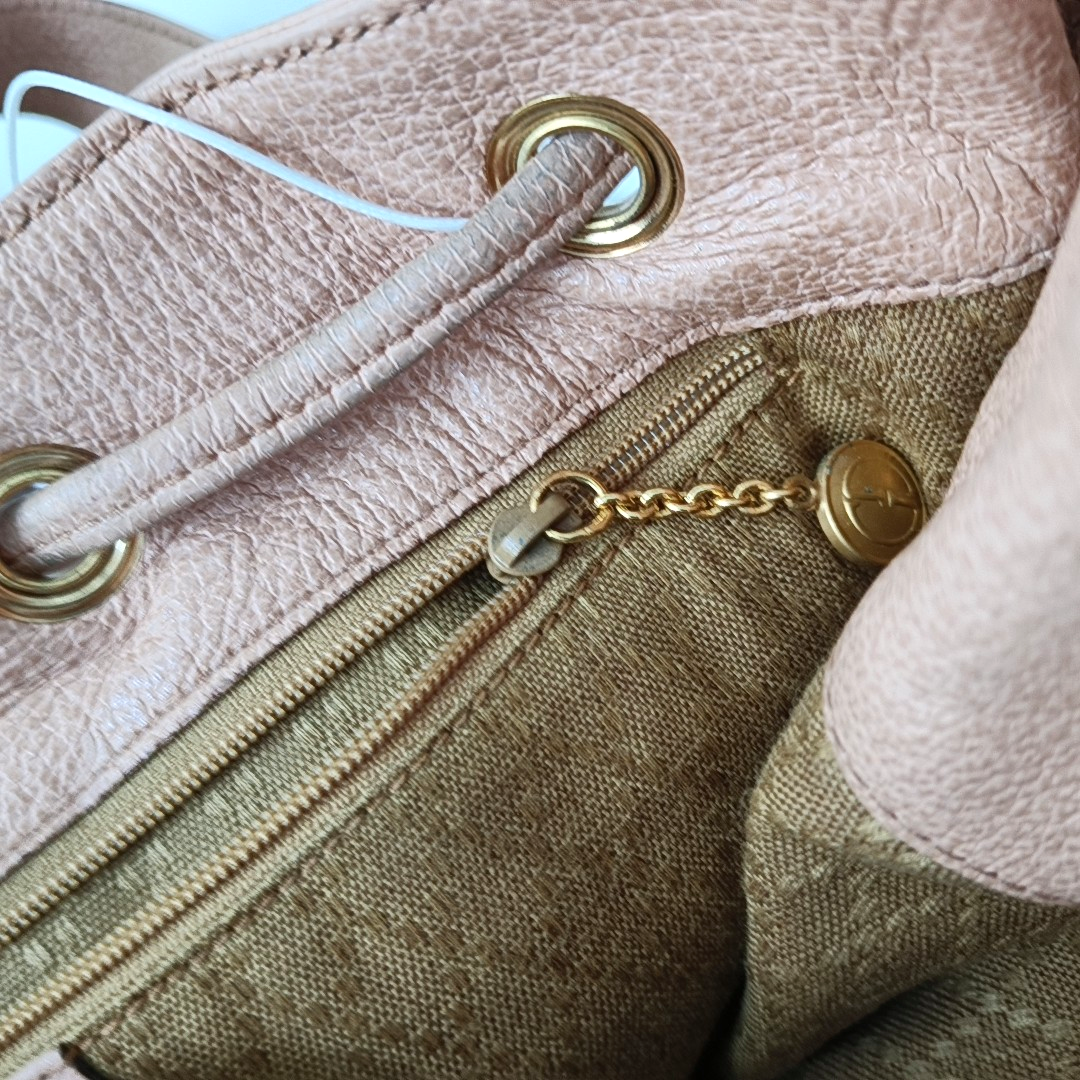 GUCCI Brown suede bamboo backpack Golden hardware-(SKU)-948850535
