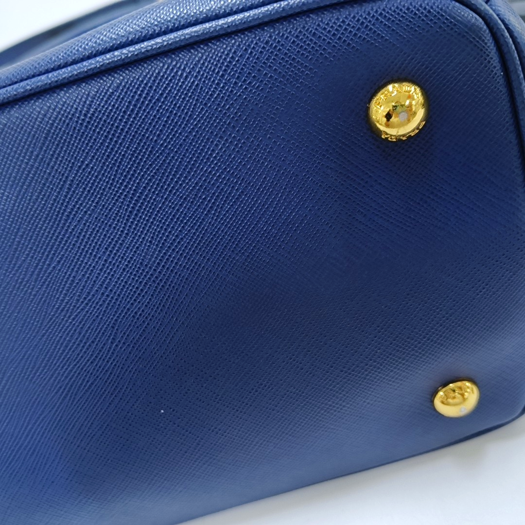 PRADA Galleria Large size Dark Blue Calfskin Logo Crossgrain Killer Bag Crossbody Bag Single Shoulder Bag Handbag Golden hardware Removable shoulder strap-(SKU)-958814662