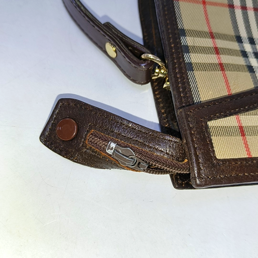 BURBERRY Khaki Canvas Battle Horse Checkered Clutch Single Shoulder Bag Crossbody-(SKU)-959987816
