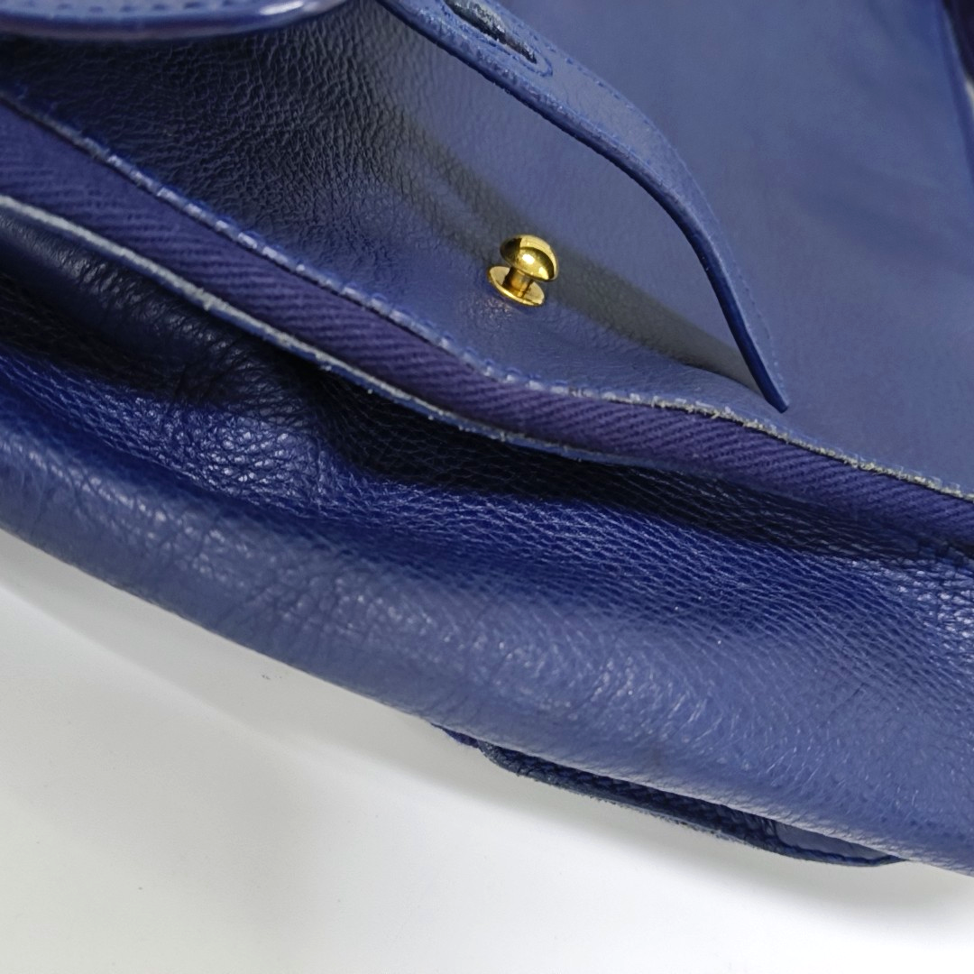 YSL MUSE TWO Dark Blue Cowhide Studs Handbag Golden hardware-(SKU)-939599133