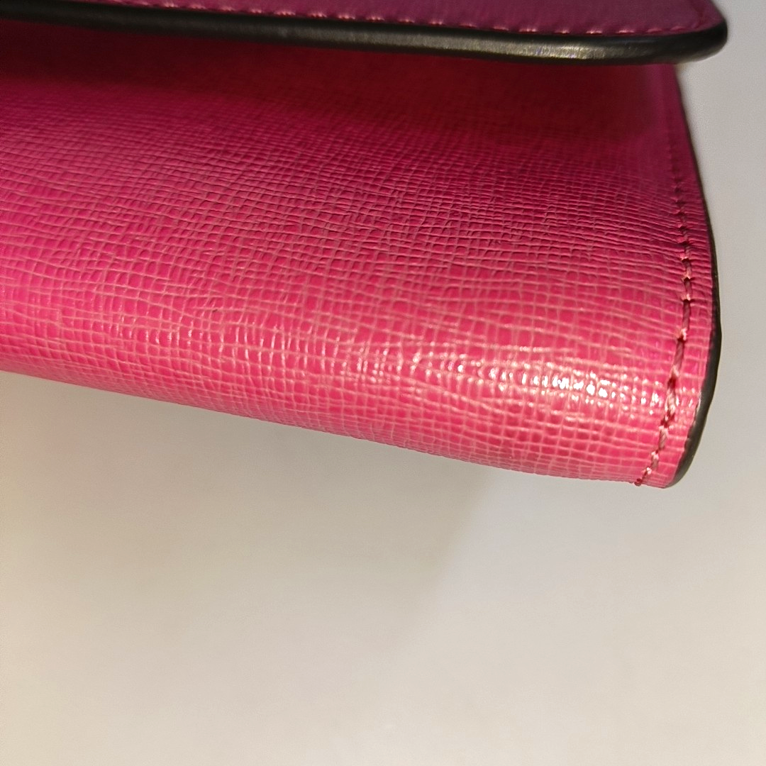 FURLA Pink Leather Embossed Sling Bag Single Shoulder Bag Golden hardware Removable shoulder strap-(SKU)-939936046