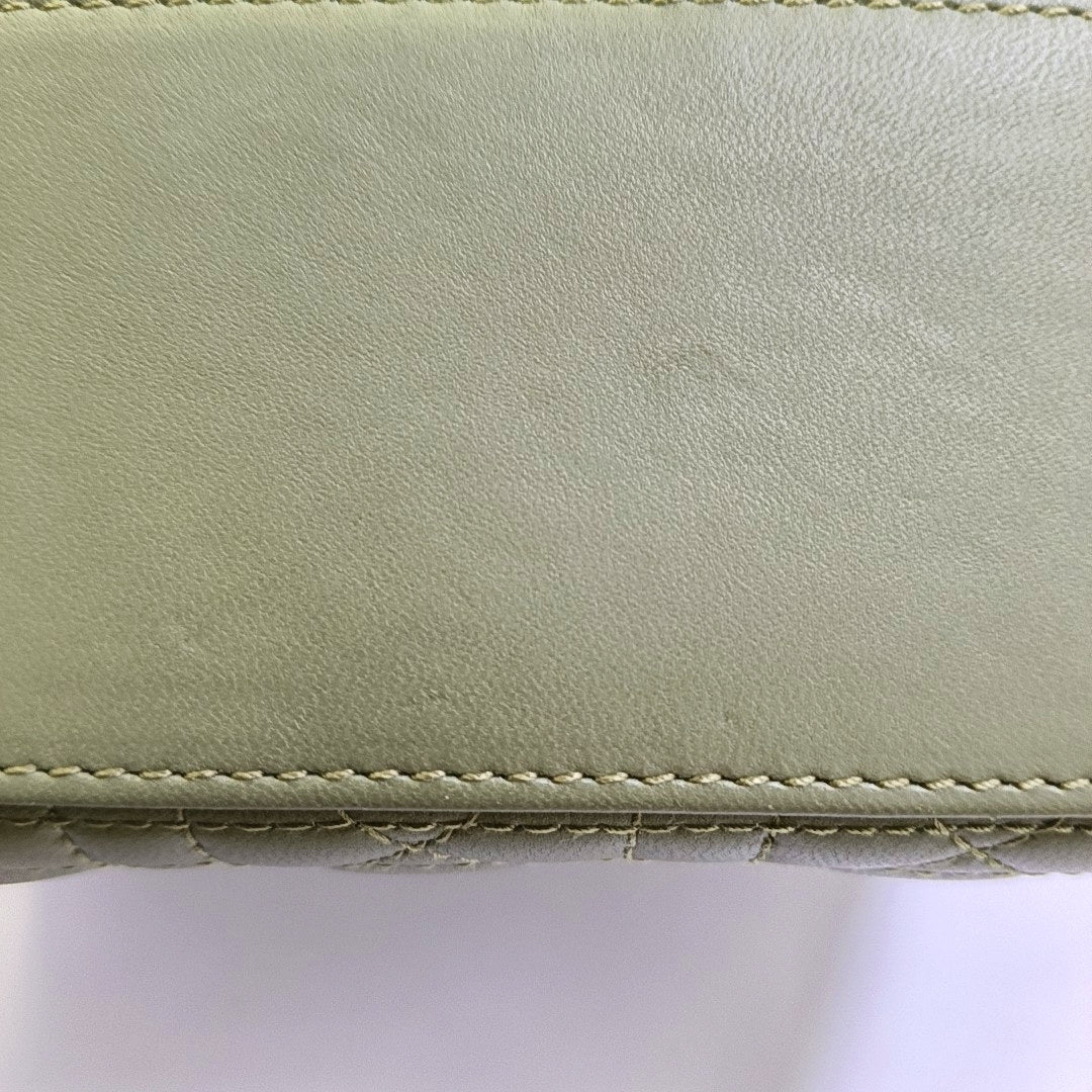 DIOR Lady Dior Small Green Lamb Skin Quilted Cannage Four-Gusset Shoulder Bag with Golden Hardware and Detachable Strap-(SKU)-968039587