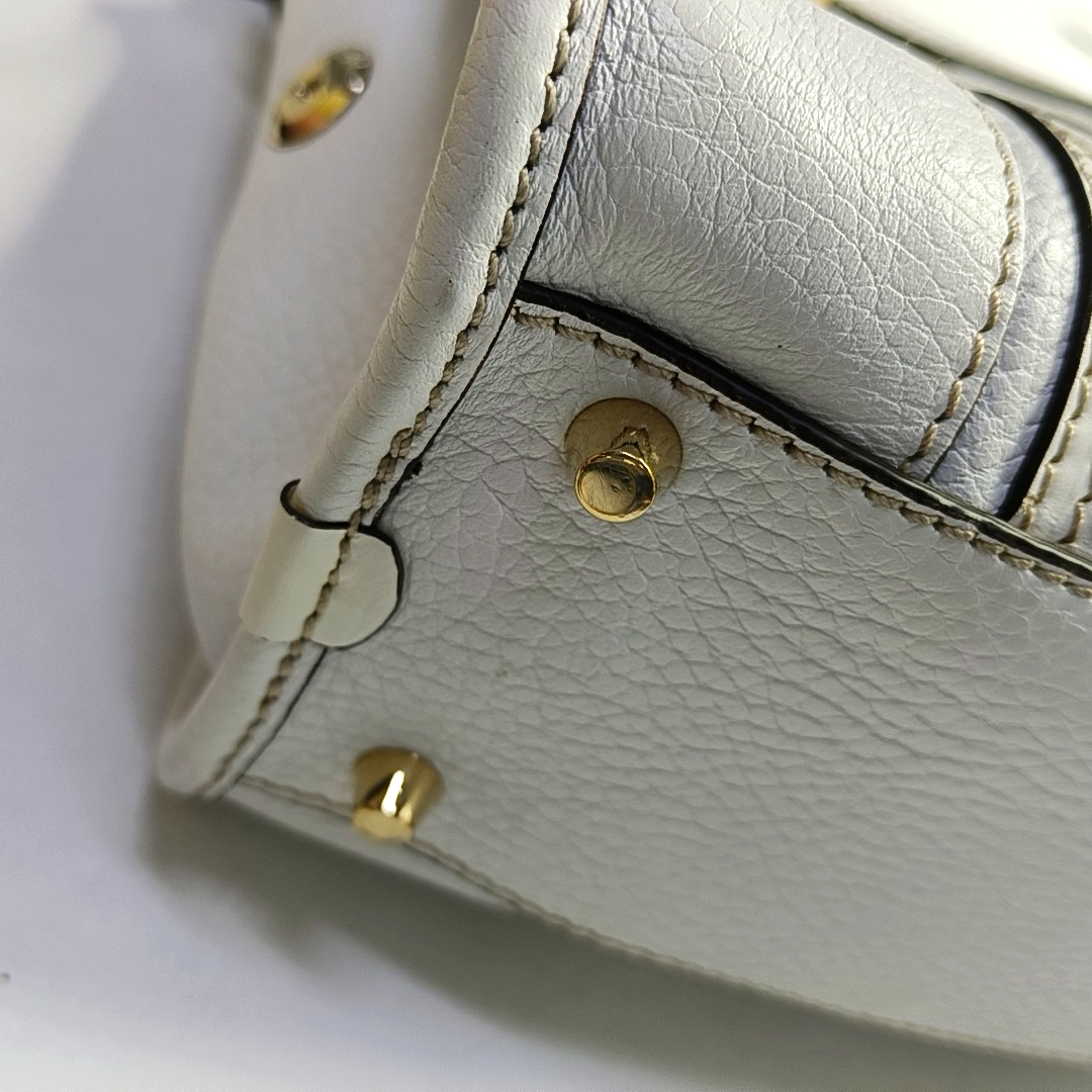 BURBERRY Minford Small size White Cowhide Single Shoulder Handbag Crossbody Bag Golden hardware Removable shoulder strap-(SKU)-952428263